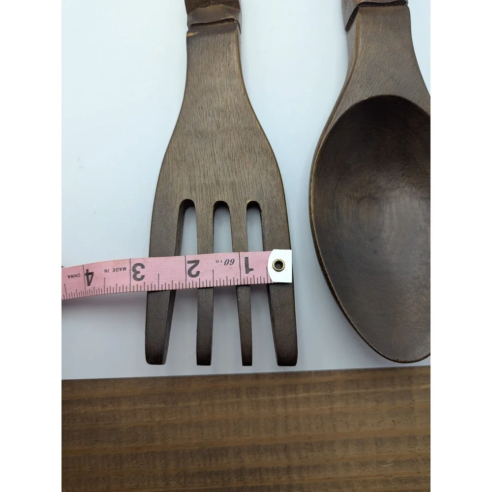 Vintage Tiki Wood Spoon and Fork Set Wall Decor Hawaiian Islands Kitchen Utensil